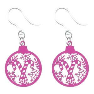 NWT Candy cane pink earrings by Emma. Hypoallergenic plastic posts.
